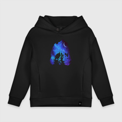 Детское худи Oversize хлопок Череп Тираннозавра Космос