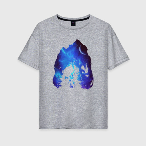 Женская футболка хлопок Oversize с принтом Череп Тираннозавра Космос, вид спереди #2