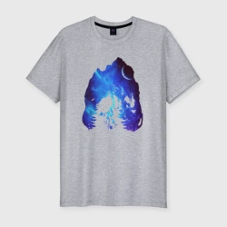 Мужская футболка хлопок Slim Череп Тираннозавра Космос