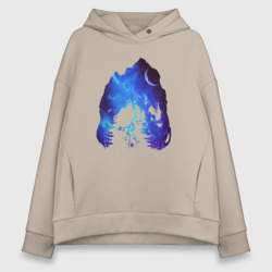 Женское худи Oversize хлопок Череп Тираннозавра Космос