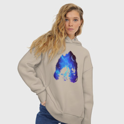 Женское худи Oversize хлопок Череп Тираннозавра Космос - фото 2