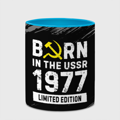 Кружка с полной запечаткой Born In The USSR 1977 year Limited Edition, цвет белый + небесно-голубой - фото 4