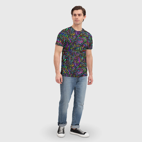 Мужская футболка 3D Цветные завитки, цвет 3D печать - фото 5