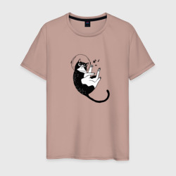 Мужская футболка хлопок Космо-кот и рыбки