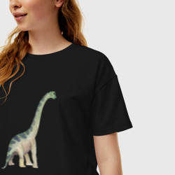 Женская футболка хлопок Oversize Mamenchisaurus Мамэньсизавр маменчизавр - фото 2