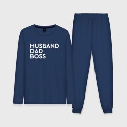 Мужская пижама с лонгсливом хлопок Husband, dad, boss