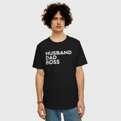 Мужская футболка хлопок Oversize Husband, dad, boss - фото 2