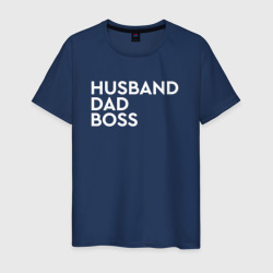 Husband, dad, boss – Мужская футболка хлопок с принтом купить со скидкой в -20%