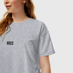 Женская футболка хлопок Oversize Boss Black Text - фото 2