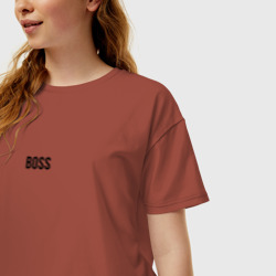 Женская футболка хлопок Oversize Boss Black Text - фото 2