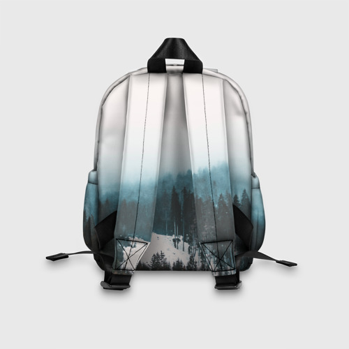 Детский рюкзак 3D с принтом Уральские леса, вид сзади #2