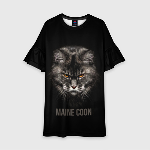 Детское платье 3D Maine coon - кот, цвет 3D печать