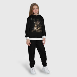 Костюм с принтом Big cat Maine Coon для ребенка, вид на модели спереди №3. Цвет основы: белый