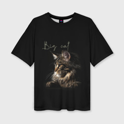 Женская футболка oversize 3D Big cat Maine Coon