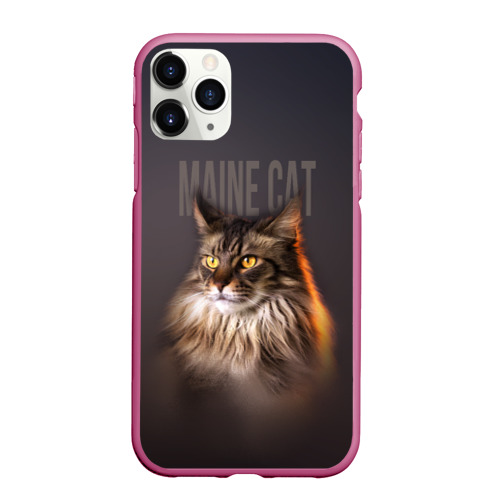 Чехол для iPhone 11 Pro Max матовый Maine cat, цвет малиновый