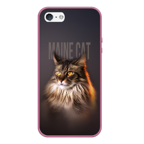 Чехол для iPhone 5/5S матовый Maine cat, цвет розовый