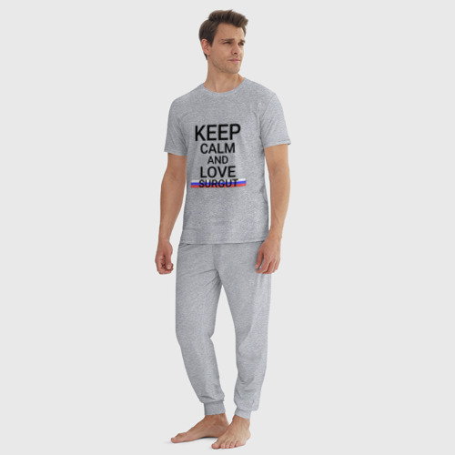 Мужская пижама хлопок с принтом Keep calm Surgut (Сургут), вид сбоку #3