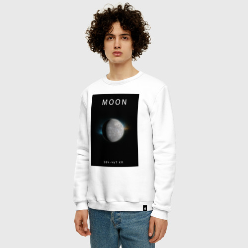 Мужской свитшот хлопок Moon Луна Space collections, цвет белый - фото 3