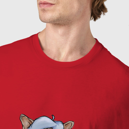 Мужская футболка хлопок с принтом Собака сидит, фото #4