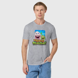 Мужская футболка хлопок My singing monsters мамунт и зерномех - фото 2