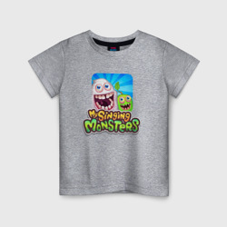 Детская футболка хлопок My singing monsters мамунт и зерномех