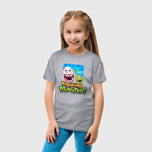 Детская футболка хлопок My singing monsters мамунт и зерномех, цвет меланж - фото 5