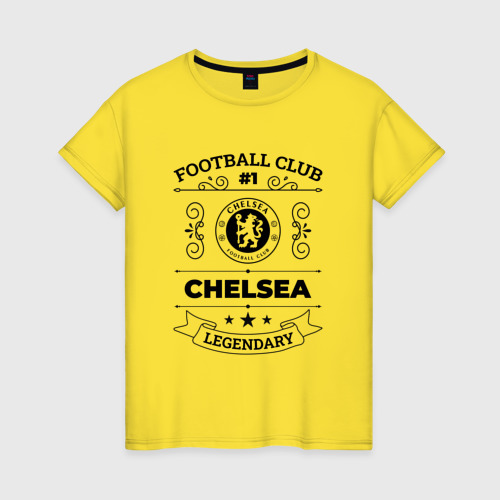Женская футболка хлопок с принтом Chelsea: Football Club Number 1 Legendary, вид спереди #2