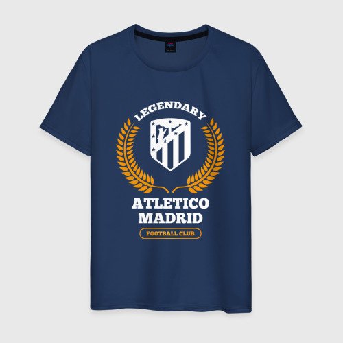 Мужская футболка из хлопка с принтом Лого Atletico Madrid и надпись Legendary Football Club, вид спереди №1