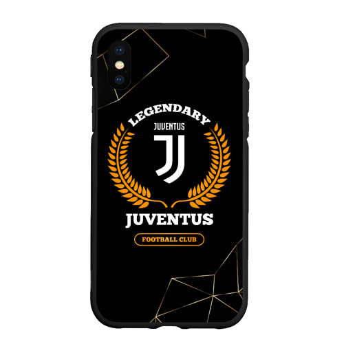 Чехол для iPhone XS Max матовый Лого Juventus и надпись Legendary Football Club на темном фоне