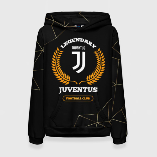 Женская толстовка 3D Лого Juventus и надпись Legendary Football Club на темном фоне, цвет 3D печать