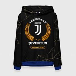Женская толстовка 3D Лого Juventus и надпись Legendary Football Club на темном фоне