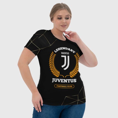 Женская футболка 3D с принтом Лого Juventus и надпись Legendary Football Club на темном фоне, фото #4