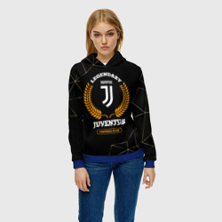 Женская толстовка 3D Лого Juventus и надпись Legendary Football Club на темном фоне - фото 2