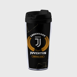 Термокружка-непроливайка Лого Juventus и надпись Legendary Football Club на темном фоне