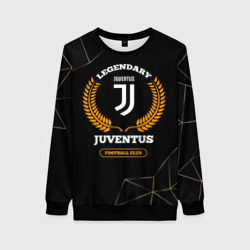 Женский свитшот 3D Лого Juventus и надпись Legendary Football Club на темном фоне