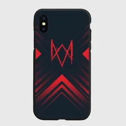Чехол для iPhone XS Max матовый Красный Символ Watch Dogs на темном фоне со стрелками