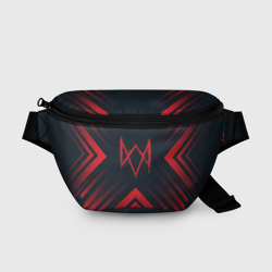Поясная сумка 3D Красный Символ Watch Dogs на темном фоне со стрелками
