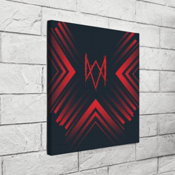 Холст квадратный Красный Символ Watch Dogs на темном фоне со стрелками - фото 2