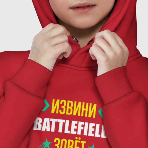 Детское худи Oversize хлопок Извини Battlefield Зовет, цвет красный - фото 7