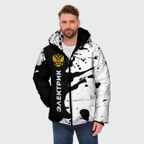 Мужская зимняя куртка 3D Электрик из России и Герб Российской Федерации, цвет черный - фото 3
