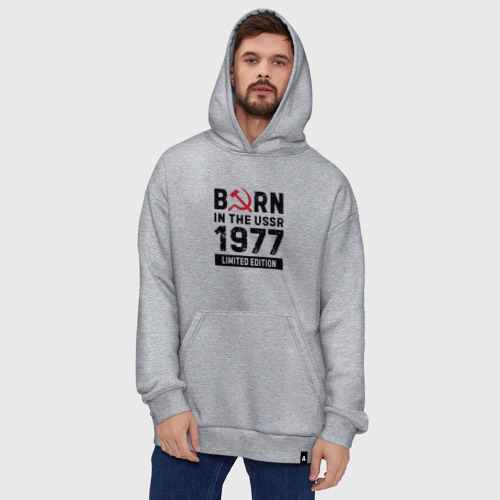 Худи SuperOversize хлопок Born In The USSR 1977 Limited Edition, цвет меланж - фото 5