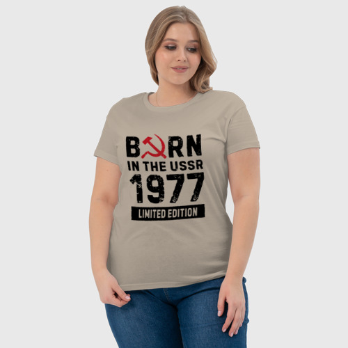 Женская футболка хлопок с принтом Born In The USSR 1977 Limited Edition, фото #4