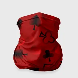 Бандана-труба 3D Карты: карточные масти на красном фоне