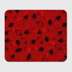 Прямоугольный коврик для мышки Карты: карточные масти на красном фоне