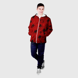Мужская куртка 3D Карты: карточные масти на красном фоне - фото 2