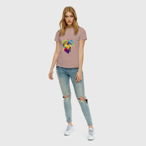 Женская футболка хлопок с принтом 2PAC Style, вид сбоку #3