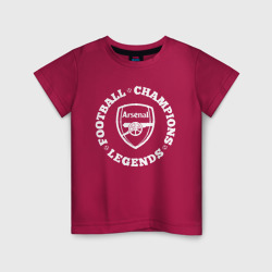 Светящаяся детская футболка Символ Arsenal и надпись Football Legends and Champions