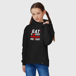 Детское худи Oversize хлопок Надпись Eat Sleep Roblox Repeat - фото 2