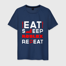 Мужская футболка хлопок Надпись Eat Sleep Roblox Repeat