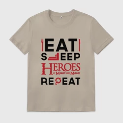 Мужская футболка хлопок Надпись: Eat Sleep Heroes of Might and Magic Repeat